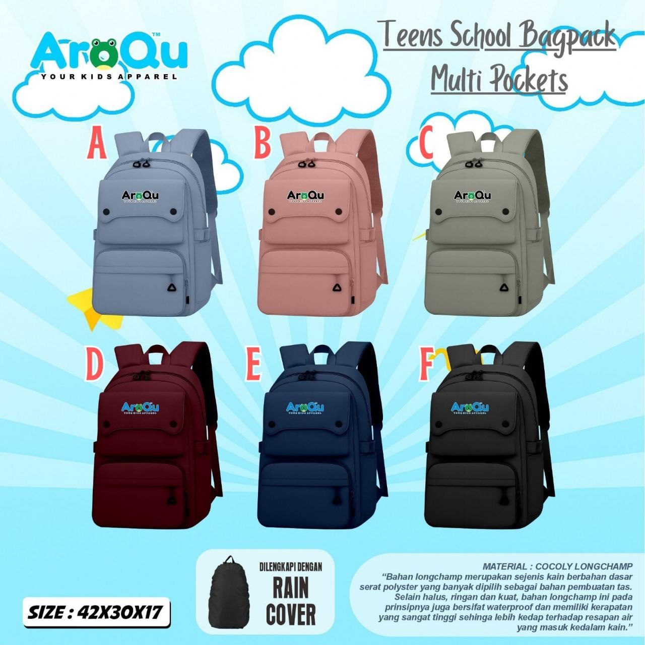 Teen School Backpack by Aroqu